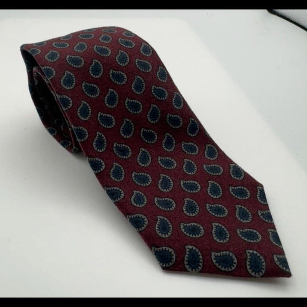 Ermenegildo Zegna Wool Necktie Paisley Burgundy